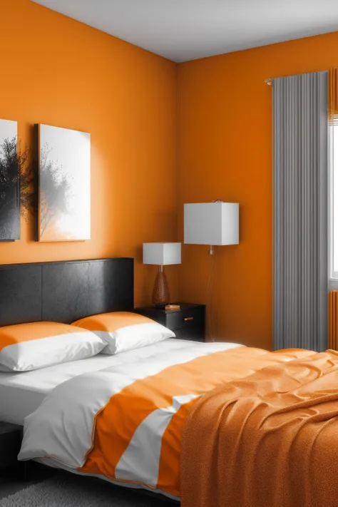 ((color scheme monochrome orange tones)), bedroom, hyper realistic <lora:add_detail:0.5> <lora:boldline:0.2>