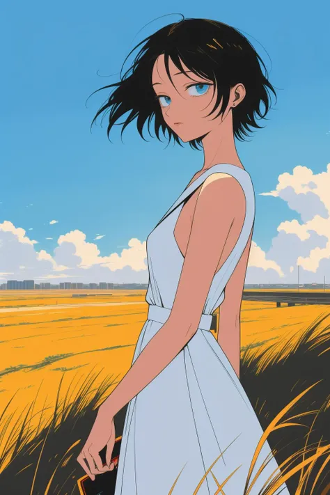 1girl, (cinema art designed by Jean-Pierre Jeunet:1.0) and (Umberto Boccioni:0.9) and (Rick Guidice:1.1) , vibrant art, dramatic Cinematic still, Proud, landscape of a ([Dune|Bristol]:1.3) in the distance there is a Djibouti City, it is very [Candid:Wavy:18] and Lifeless, crowded vegetation and nature, at Dusk, Illustration, Dark, Cubo-futurism, short lighting, 800mm lens, anaglyph effect, Dufaycolor Photograph, raytraced reflections, HDR, UHD