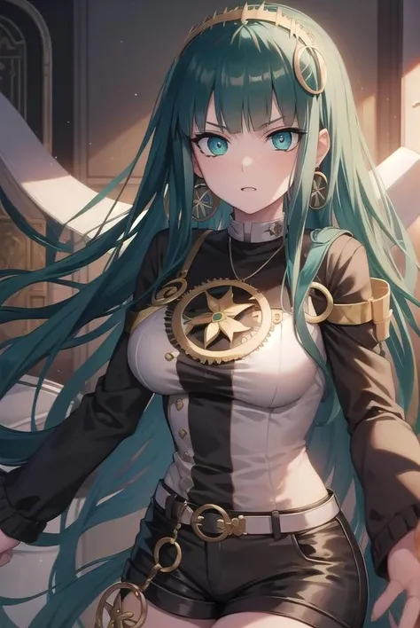 cleopatra, <lora:cleopatra-lora-nochekaiser:1>,
cleopatra, (green eyes:1.5), green hair, long hair, blunt bangs,
BREAK black pantyhose, earrings, jewelry, necklace, pantyhose, shorts,
BREAK looking at viewer,
BREAK outdoors,
BREAK <lyco:GoodHands-beta2:1>, (masterpiece:1.2), best quality, high resolution, unity 8k wallpaper, (illustration:0.8), (beautiful detailed eyes:1.6), extremely detailed face, perfect lighting, extremely detailed CG, (perfect hands, perfect anatomy),