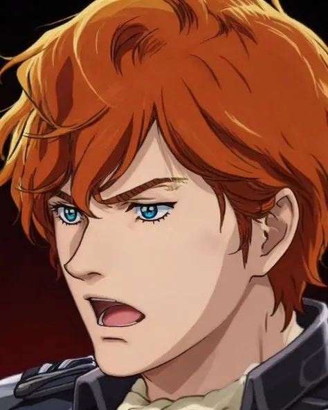 best quality,masterpiece,highly detailed,ultra-detailed, the Legend of Galactic Heroes LOGH p,logh
LOGH P, 1boy, solo, red hair, male focus, open mouth, white background, simple background, short hair, blue eyes
<lora:LOGH_N_v02:1>
