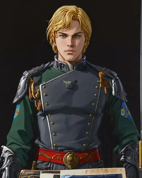 best quality,masterpiece,highly detailed,ultra-detailed, the Legend of Galactic Heroes LOGH p,logh
LOGH P, 1boy, solo, blonde hair, blue eyes, male focus, military uniform, uniform, military, traditional media, marker \(medium\), black background, looking at viewer, (full body:0.7)
<lora:LOGH_N_v02:1>