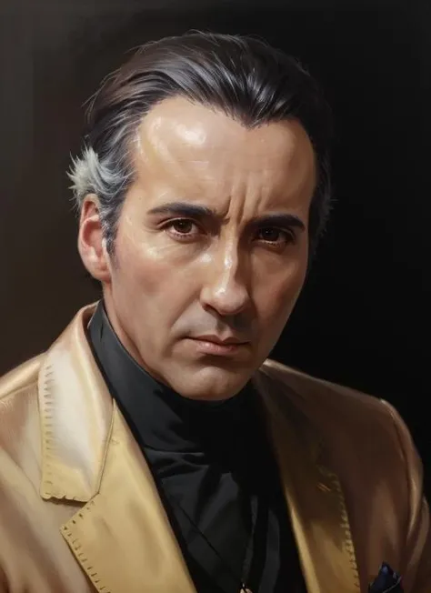 in the style of pastel painting, cl1 a man, <lora:ChristopherLee:1>, , oil painting,, by greg rutkowski, artgerm, trending on artstation, cinematic animation still, by lois van baarle, ilya kuvshinov, metahuman, artwork by Hirohiko Araki,
