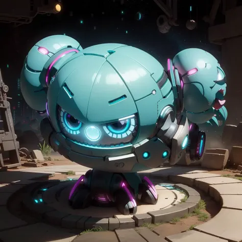 <lora:EggmanTech-20:1>,eggmantech, robotic , (hatsune miku:1.3), glowing eyes, twintails, chibi,