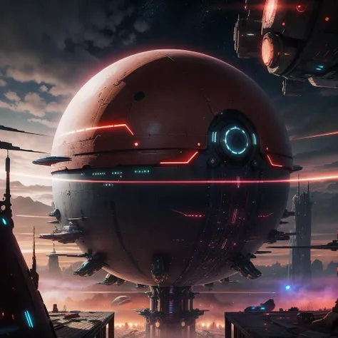 <lora:EggmanTech-20:0.8>,eggmantech, scifi city,red metal