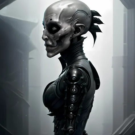 award winning portrait photo of a female rogue assassin, wearing biomechanical techwear armor made of human bones, (backlighting:1.4), digital painting, concept art, smooth, sharp focus, rule of thirds, dark fantasy,intricate details, medium shot, (shallow depth of field:1.1), by sandra chevrier, art by RFKTR_rootrex <lora:nsfrati:0.7>