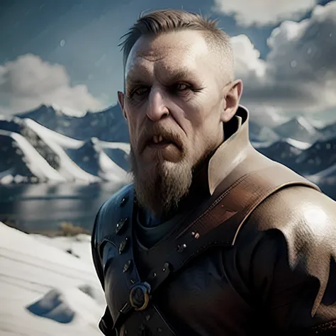 As the viking warrior trudged through the snow-covered shores of England, their breath visible in the chilly air, they couldn't help but feel a twinge of homesickness for the warmer climates of their homeland. Despite this, they knew that they must press on, for the glory of their people and the spoils of war, masterpiece, highest quality, octane render, 4k, unreal engine 5, <lora:nsfrati:0.8>