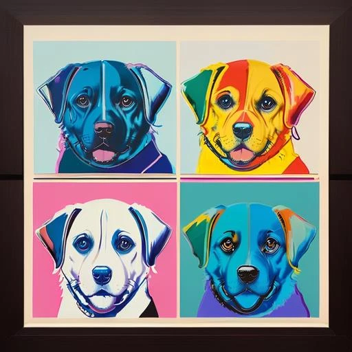 w4rh0l artstyle, multiple dogs<lora:Andy_Warhol:1>