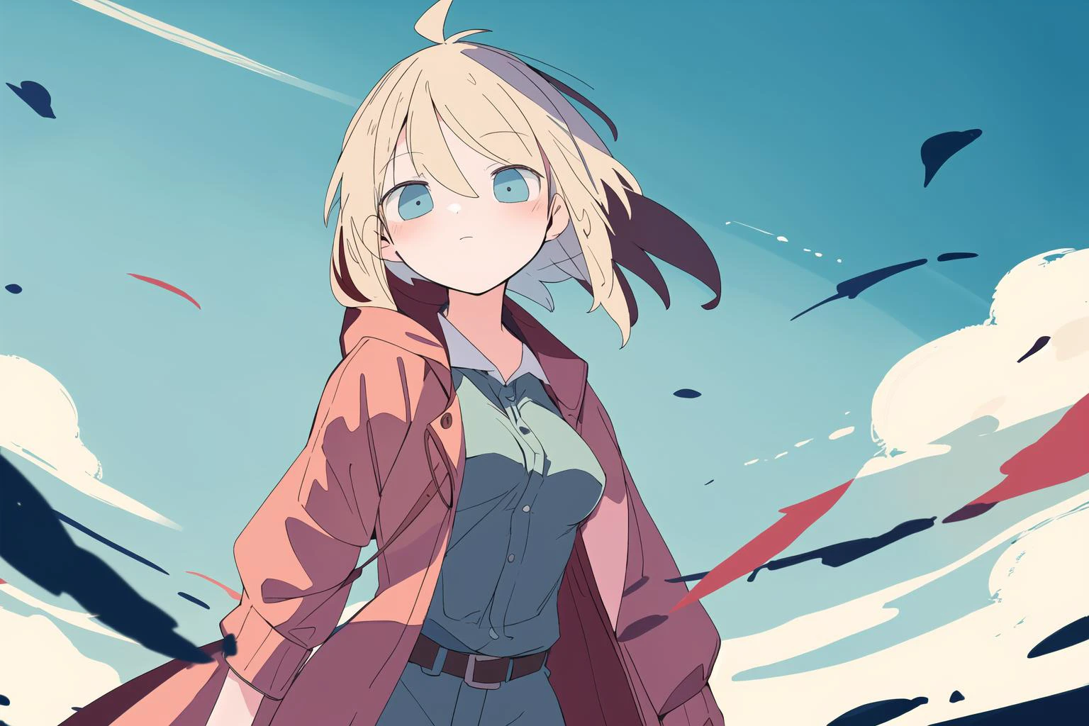 masterpiece, best quality, 2D_flat, 1girl, solo, floating hair, <lora:2D_flat-000010:0.7>