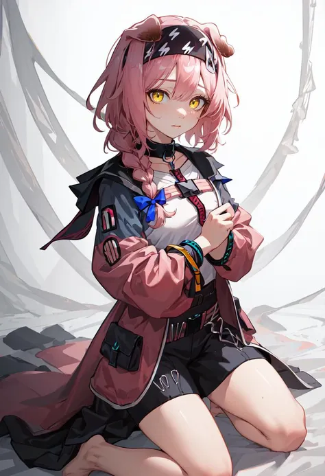 (safe:1.10), best quality, masterpiece, highres, solo, (goldenglow_arknights:1.10), kneeling, kneeling on one knee, on one knee, cowboy shot, looking at viewer, 32 <lora:goldenglow_arknights:0.80>