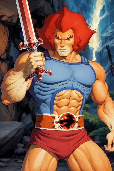 cartoon,best quality, masterpiece, detailed,
lion-oQuiron character, 1boy, red hair, long sword, rampage, <lora:quiron_lion-o_v2_Lora:0.77>