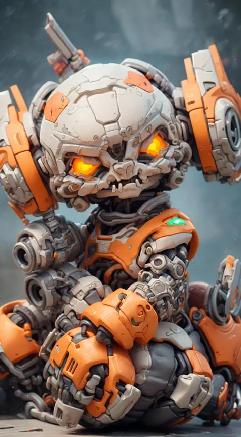 3D, reelmech, ((Close Up of 1man)), mechanical arms and legs, cyborg, evil mood, Opaque, look away from the camera, reclining, glowing bokeh in background <lora:reelmech1v2:0@.3,.7@.5,.9@.8,0@1>