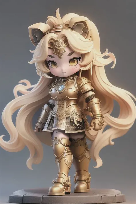 (anime style), 32k Ultra HDR high-quality image, (best quality, masterpiece, intricate details), (Gladiator lion girl), long blonde hair, roman woman hairstyle, lion ears on head, yellow eyes, (Roman Armour Skirt Rubber), bronze roman soldier breast breastplate armor