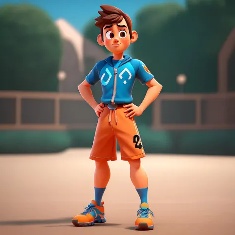 1boy,sporty,high quality,outdoor,3D,blender,pixar,