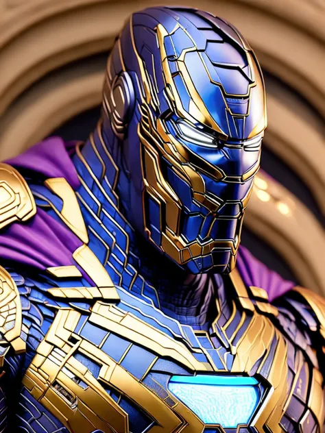 Marvel, face of Thanos, realistic face, all body, background city, realistic face, ((symmetrical eyes)), ((symmetrical face)) low contrast, low saturation, vignette, (intricate details, hyperdetailed), (extremely realistic detailed 8k), ((realistic photo)) 8k, intricate detail, ((little contrast, little saturation, Small contrast, small saturation))