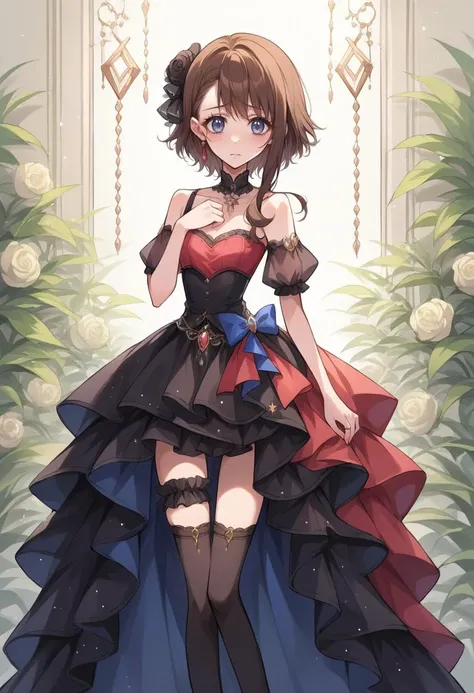 score_9, score_8_up, source_anime,<lora:wrenchelegadomepnyxlb2-000005:0.8>,wrenchelegadome, ball gown, layered clothing, thigh highs, thigh strap, jewelry, <lora:OnoderaKosaki_XLPD:1.0> OnoderaKosaki, shy,