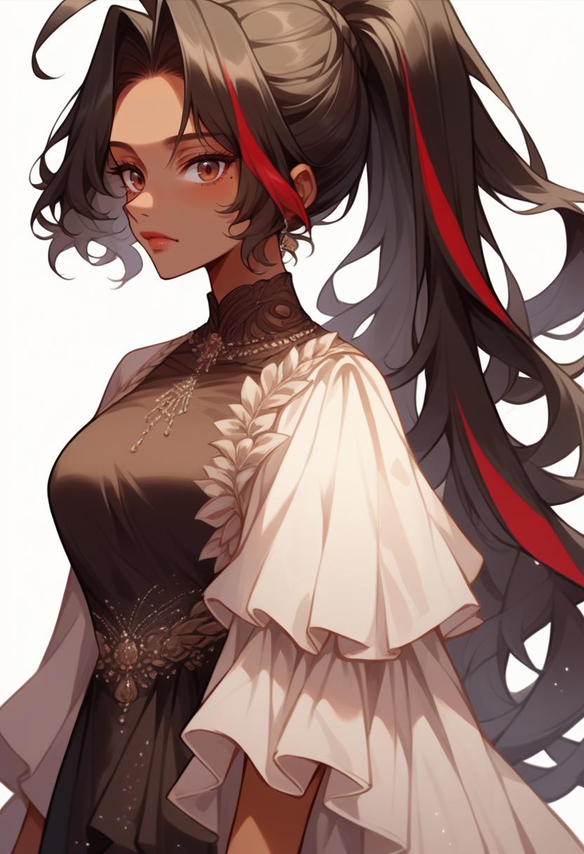A woman with long hair and a dress is standing - SeaArt AI
