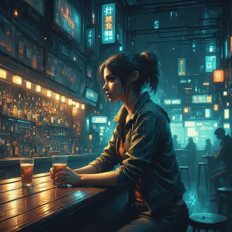 sitting at a bar drinking, woman, dark, night time, anime style, drawing,
<lora:Neon_Cyberpunk_Impressionism_SDXL:0.8> mad-cybrpnkimprss, volumetric lighting, depth of field, cinematic