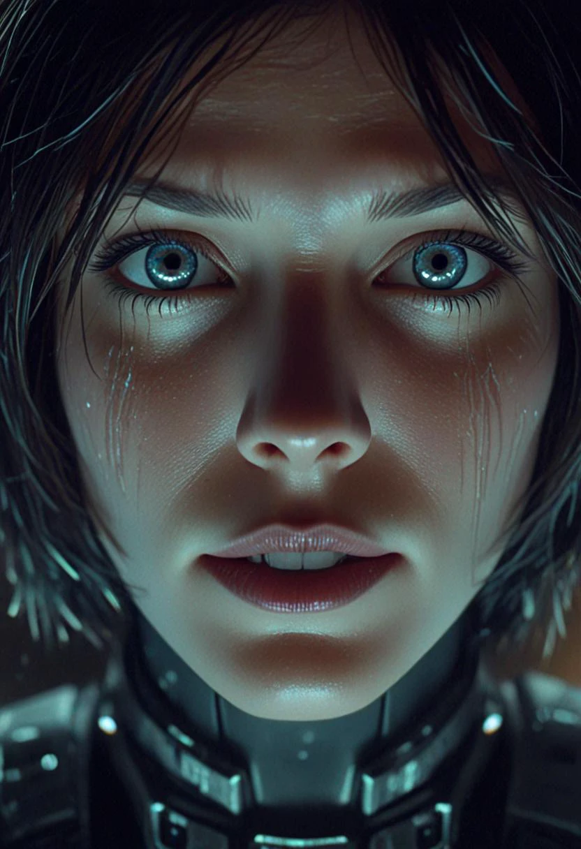 analog film photo In this breathtaking world of halo at night, Cortana comes to life in a stunning adaptation, natural skin. Running towards the viewer, she commands attention, revealing every curve and line of her lean athletic form. Her charming and determined expression. The neon lights that bathe her in a warm glow. She maintains the same cool composure that made her such an iconic character. High contrast, vibrant colors, embedding:, extremely large detailed eyes. The overall effect is a stunning image that captures the style of Chris Cold and Jason Edmiston, <lora:cortana_xl_v3:0.5>, . faded film, desaturated, 35mm photo, grainy, vignette, vintage, Kodachrome, Lomography, stained, highly detailed, found footage