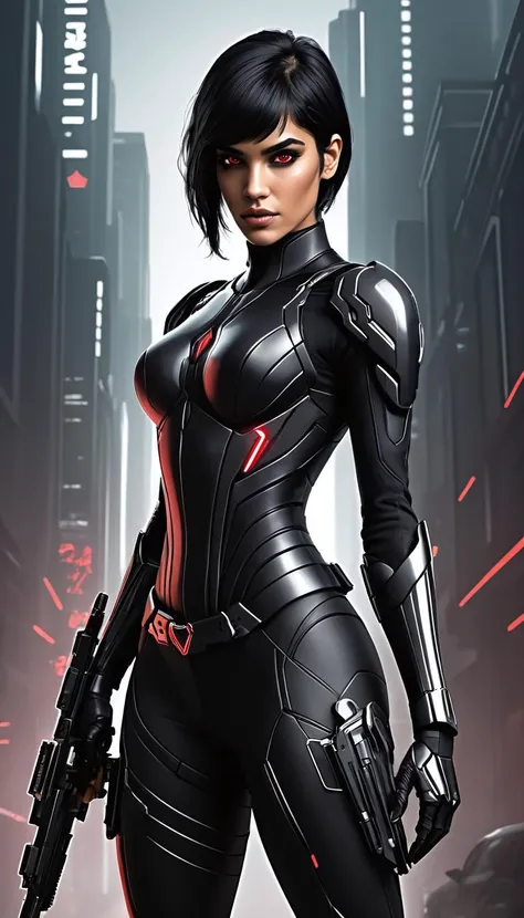 intricate lineart illustration of a gorgeous female (Dressed in a sleek, form-fitting tech-enhanced suit with concealed gadgets and weapons, the rogue is ready for any challenge) (A sly and cunning demeanor masks her fierce independence, as she navigates the near-dystopian world with wit and resourcefulness) (With piercing eyes that betray her street-smart nature, she sports short-cropped hair and a collection of mysterious tattoos, embodying a captivating mix of danger and allure), cinematic composition, 8k, smooth, sharp focus, <lora:add-detail-xl:1>, <lora:xl_more_art-full_v1:0.8>,(by Artist Edith Head:2),(American Scene Painting:2)