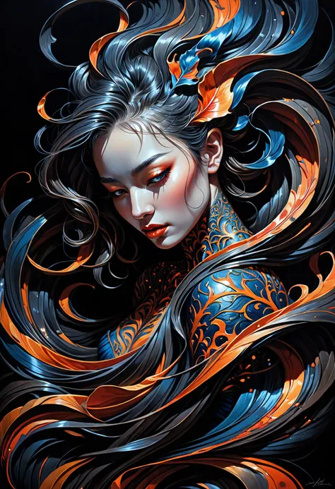 Surrealist art linquivera kylin, bold lines, hyper detailed, a dark warm limited palette, chiaroscuro, <lora:linquivera:0.8>, liiv1, . Dreamlike, mysterious, provocative, symbolic, intricate, detailed