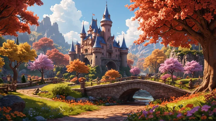 landscape of a fantastic realm, where the castle and houses are crafted from sugary delights, a dreamlike, vibrantly colorful, and high-contrast image unfolds, with icing-textured walls, gumdrop-studded roofs, and pastry- delicate turrets, amidst a landscape of lollipop forests, candy-coated trees, and gummy-vine-covered bridges, all swirled together in a whimsical dance of sweet wonder, as if the very essence of fantasy has been distilled into a world of pure imagination. <lora:MG_ip:0.3> MG_ip <lora:Cute_3D_Cartoon:0.3> <lora:PixarXL:0.3> pixar style, [ 3D rendering, 3d style, hyper detailed, octane render, Unreal engine 5, RTX shader, hyper detailed texture with reflection, HDR, ultra realistic, raytracing]