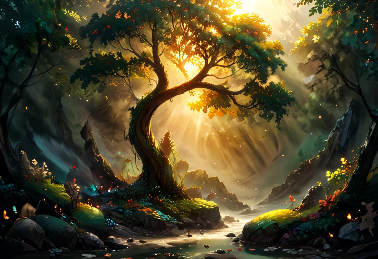 <lora:sdxl_lightning_8step_lora:1> , style of Jay Anacleto, style of Rafael Albuquerque,style of Leonid Afremov, cinematic film still, Middle Earth: A vast and ancient world, home to Elves, Dwarves, Hobbits, and Wizards, . shallow depth of field, vignette, highly detailed, high budget, bokeh, cinemascope, moody, epic, gorgeous, film grain, grainy, (fractal art:1.4),
<lora:add-detail-xl:1> <lora:detailed_notrigger:1> <lora:great_lighting:5> , great lighting, <lora:sss:0.8> <lora:Painted World:0.8> painted world, colorful splashes <lora:ral-anmwrlds-sdxl:0.8> ral-anmwrlds <lora:Illustrious:0.8> digital storybook illustration, textured brushwork, c0l0r, sharp focus, blurry foreground, 8k resolution, <lora:zavy-cntrst-sdxl:1.3> , dark, chiaroscuro, low-key, <lora:artfullyTREETTREET_SDXL_V1:1.2>, Arttrttrt,