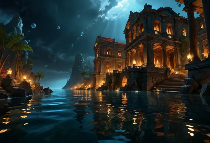 <lora:sdxl_lightning_8step_lora:1> , style of Jay Anacleto, style of Rafael Albuquerque,style of Leonid Afremov, cinematic film still, landscape with perspective, Atlantis: A lost city of great wisdom and power, now drowned beneath the sea, . shallow depth of field, vignette, highly detailed, high budget, bokeh, cinemascope, moody, epic, gorgeous, film grain, grainy, (fractal art:1.4), 
<lora:add-detail-xl:1> <lora:detailed_notrigger:1> <lora:great_lighting:5> , great lighting,  <lora:sss:0.8>