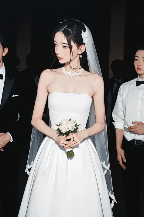 Polaroid blue tone, masterpiece, best quality, looking away, 3boys, ulzzang, wedding, happy, dark background,