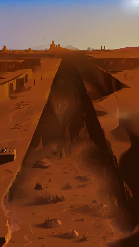 dusty landscape, sun, long shadows from p1xanotherworld vector old game