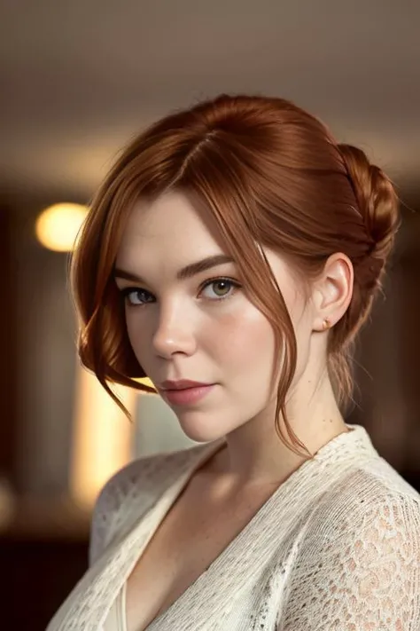portrait photo of courthalv beautiful woman hair updo upsweep nightclub sitting at bar (masterpiece) (best quality) (detailed) (8k) (HDR) (wallpaper) (cinematic lighting) (sharp focus) (intricate)