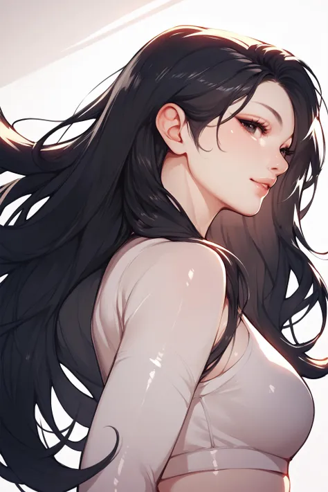 (((Masterpiece))), (portrait), Ayaka, diffused light, dynamic shadows, sharp focus, realistic, detailed, highres, absurdres, white background, (boobsqueeze), looking to the side, v arms, t-shirt, no bra, photorealistic, lifelike, wet