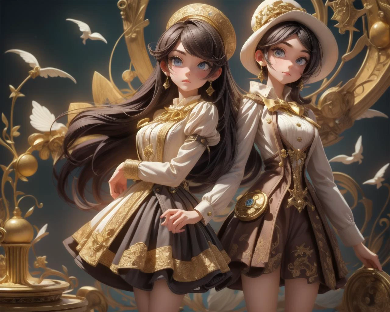 1girl, masterpiece, perfect face, Ivory steampunk miniskirt , intricate steampunk background ;<lora:tongaricorn:0.78><lora:add_detail:0.78>