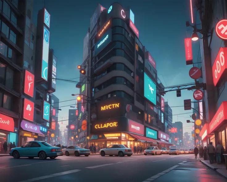 more futuristic , masterpiece, intricate, uhd, 8k, unreal engine , a cyberpunk city landscape, in the street, lot of cars and Teal neon light, red cloud in the sky<lora:chun liV1:0.78>