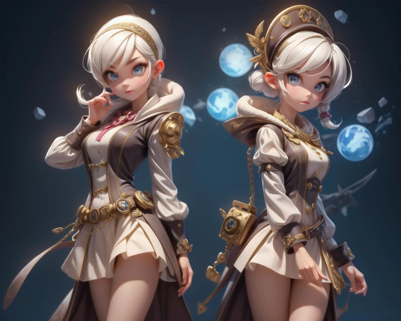 1girl, masterpiece, perfect face, Arctic White steampunk miniskirt , intricate steampunk background ;<lora:tongaricorn:0.78><lora:add_detail:0.78>