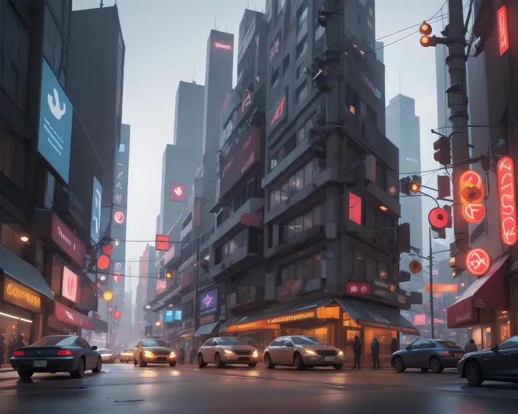 more futuristic , masterpiece, intricate, uhd, 8k, unreal engine , a cyberpunk city landscape, in the street, lot of cars and Charcoal neon light, red cloud in the sky<lora:chun liV1:0.78>