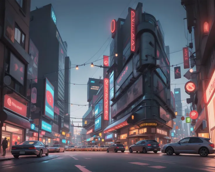more futuristic , masterpiece, intricate, uhd, 8k, unreal engine , a cyberpunk city landscape, in the street, lot of cars and Amaranth neon light, red cloud in the sky<lora:chun liV1:0.78>