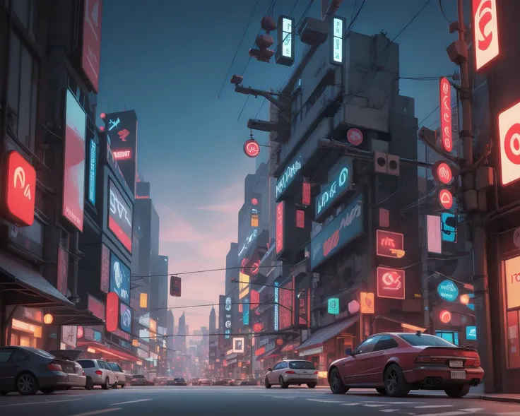 more futuristic , masterpiece, intricate, uhd, 8k, unreal engine , a cyberpunk city landscape, in the street, lot of cars and Maroon neon light, red cloud in the sky<lora:chun liV1:0.78>