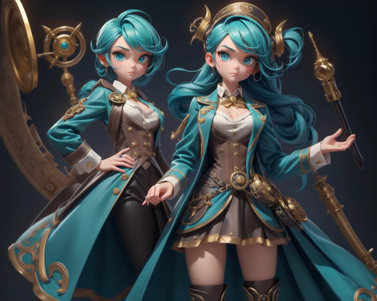 1girl, masterpiece, perfect face, Teal Blue steampunk miniskirt , intricate steampunk background ;<lora:tongaricorn:0.78><lora:add_detail:0.78>