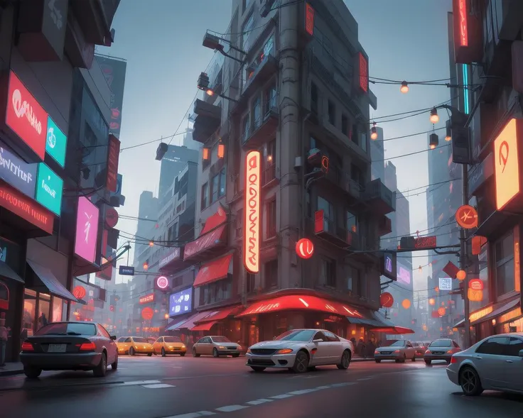more futuristic , masterpiece, intricate, uhd, 8k, unreal engine , a cyberpunk city landscape, in the street, lot of cars and Sinopia neon light, red cloud in the sky<lora:chun liV1:0.78>