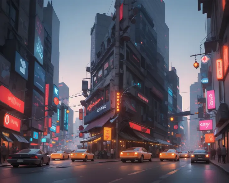 more futuristic , masterpiece, intricate, uhd, 8k, unreal engine , a cyberpunk city landscape, in the street, lot of cars and Burgundy neon light, red cloud in the sky<lora:chun liV1:0.78>