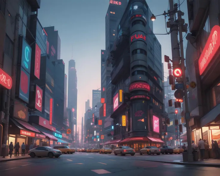 more futuristic , masterpiece, intricate, uhd, 8k, unreal engine , a cyberpunk city landscape, in the street, lot of cars and Sarcoline neon light, red cloud in the sky<lora:chun liV1:0.78>