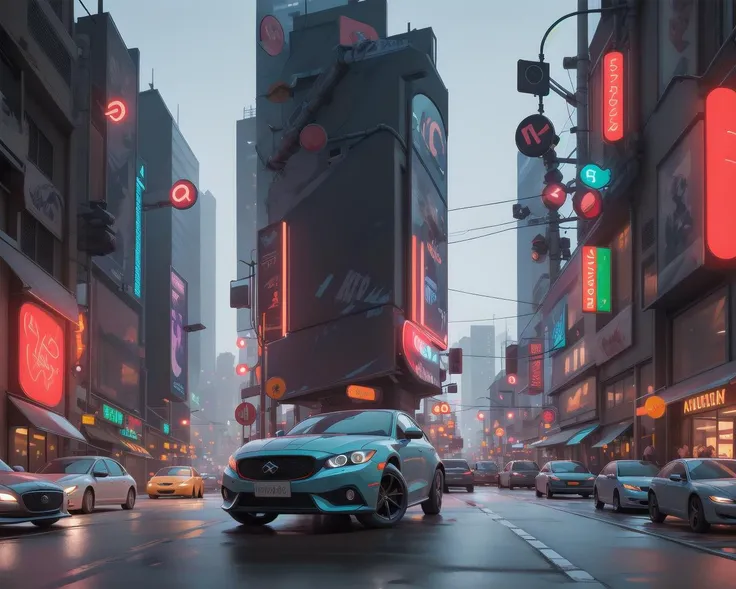 more futuristic , masterpiece, intricate, uhd, 8k, unreal engine , a cyberpunk city landscape, in the street, lot of cars and Celadon neon light, red cloud in the sky<lora:chun liV1:0.78>