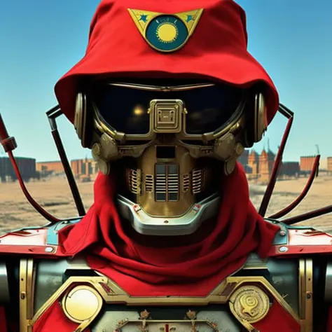 dvMech robot, retro, futurist, photograph, hyperrealistic, russian, ((Ushanka)) hat, WWII, 1943, NKVD uniform, (Kommisars), USSR, hdr, dynamic composition, shadows, 85mm, f1.8, hammer and sickle, Red and Gold, soviet union city background, Russian Soviet Federative Socialist Republic,