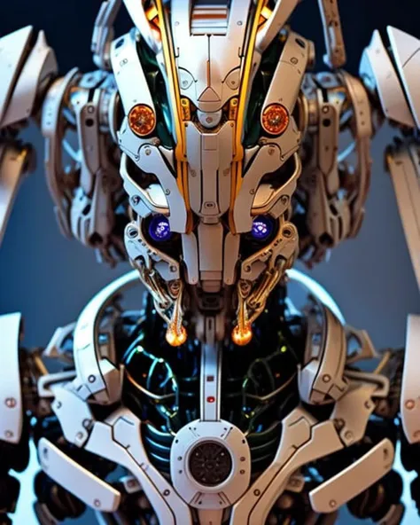 dvMech, mecha face. 85mm, f1.8, robot portrait, glossy ceramic, looking at viewer