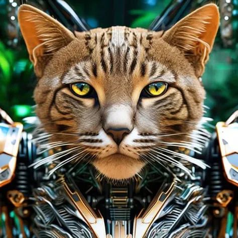 dvMech cat as a robot on a jungle, highly detailed, masterpiece, 8k resolution