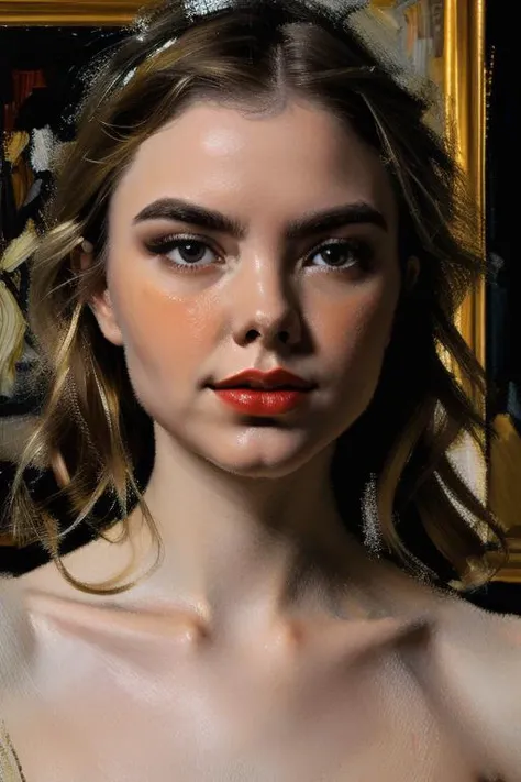 shot from a Dutch angle, classical art (close up on face:1.2) painting of (DEN_alisya_soa), oil painting style, white diaphanous dress, (academic art), Abs, perfect body, ultra detailed face, Detailed lips, Fine Eyes, Double eyelidm, (seductive), ((Aroused: 1.5)), Medieval aesthetics, sharp focus, intricate details, highly detailed, depth of field, sharp focus, High detail, impressionism, Detailed oil painting, glazing, tenebrism, Scumbling, oil painting, Baroque style, by Rembrandt, By Artemisia Gentileschi, p0rn epiCRealism <lora:diaphanous_dress-1.0-full:0.845> <lora:fechin:0.875> <lora:speedy1p5:1>