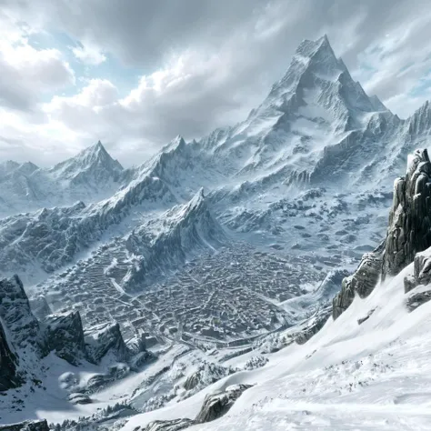 Masterpiece,absurd resolution,8k,high resolution,
<lora:SkyrimLandscapes:0.8>,
skyrimlandscapes, scenery, mountain, snow, outdoors, no humans, sky, cloud, landscape, tree, nature, day, cloudy sky