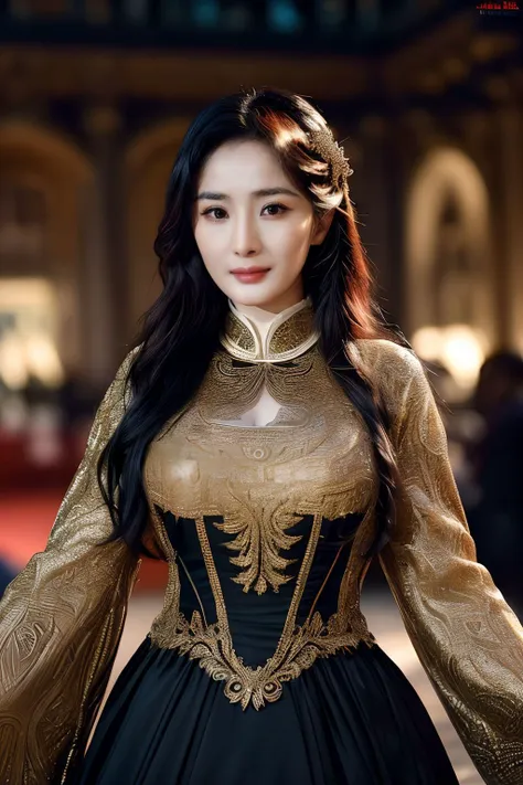 yangmi  <lora:yangmi_mj7_5g:0.6> ,masterpiece,official art,unity 8k wallpaper,ultra detailed,beautiful and aesthetic,best quality,intricate details,highres, <lora:more_details (1):0.8> <lora:epi_noiseoffset2 (1):0.8> a cosplayer wearing a captivating cosplay based on a popular video game character, with attention to the character s signature outfit, weapon, and hairstyle