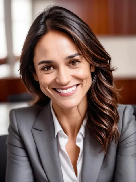 40yo:0.4 woman, detailed skin, pores, brown eyes, perfect full hair,
smiling, wearing a business suit, in a conference room <lora:cynthia-synth-xl-lora-1:0.7>