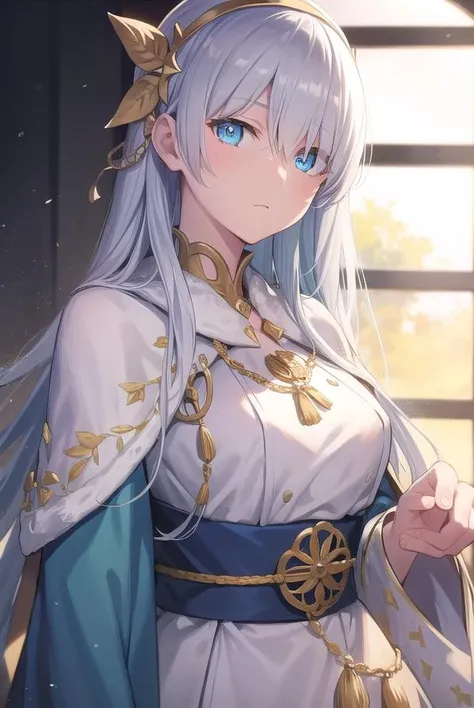 fgoanastasia, <lora:fgoanastasia-lora-nochekaiser:1>,
anastasia, blue eyes, grey hair, hair between eyes, (hair over one eye:1.5), long hair, bangs,
BREAK blue cloak, brown hairband, cloak, dress, fur trim, hairband, royal robe, sash, tachi-e, white dress, wide sleeves,
BREAK looking at viewer,
BREAK indoors,
BREAK <lyco:GoodHands-beta2:1>, (masterpiece:1.2), best quality, high resolution, unity 8k wallpaper, (illustration:0.8), (beautiful detailed eyes:1.6), extremely detailed face, perfect lighting, extremely detailed CG, (perfect hands, perfect anatomy),